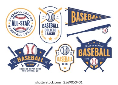 Baseball sports badge, logo, patch. Team club league emblem design template.