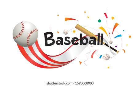 Baseball sports banner or poster design. Vector abstract colored sports background. 