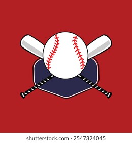 baseball sports bat and ball design RGB color. suitable for a logo in a baseball team	