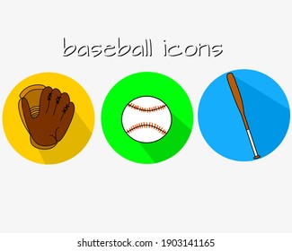 baseball sports equipment flat design for icons and logos