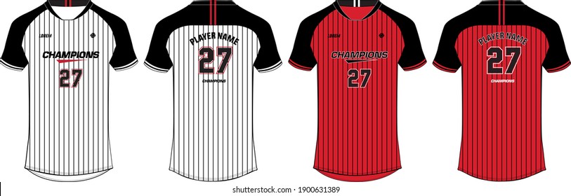 Baseball Sports jersey t shirt design concept vector template, sports active wear concept with front and back view for football, Cricket, soccer, Volleyball, Rugby, tennis and badminton uniform