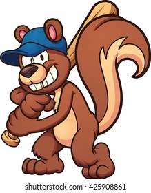 Baseball squirrel mascot. Vector clip art illustration with simple gradients. All in a single layer.