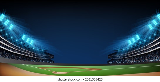 Baseball stadium arena vector illustration. Sport theme design.