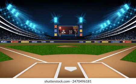 Baseball stadium arena vector illustration. Sport theme design.