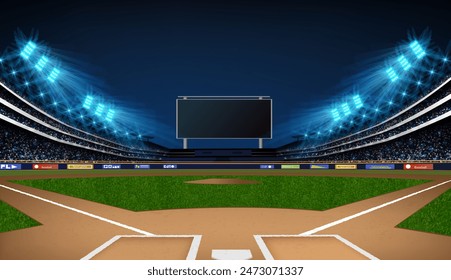 Estadio de béisbol Ilustración vectorial de arena. Diseño de tema deportivo.