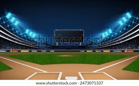 Baseball stadium arena vector illustration. Sport theme design.