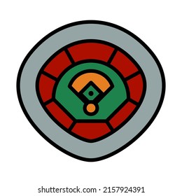 Baseball Stadium Icon. Editable Bold Outline With Color Fill Design. Vector Illustration.