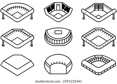 Baseball stadium line art architectural design