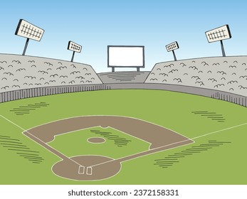 Baseball stadium sport graphic color sketch illustration vector