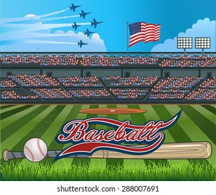 Baseball stadium USA Flag