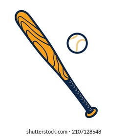 Baseball Stick and Ball Cartoon Vector