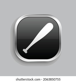 baseball stick icon design. Glossy Button style rounded rectangle isolated on gray background.. Vector illustration