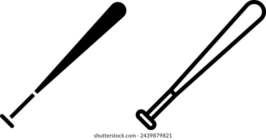 baseball stick icon, sign, or symbol in glyph and line style isolated on transparent background. Vector illustration