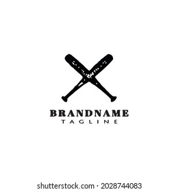 baseball stick logo cartoon icon design template isolated black modern vector
