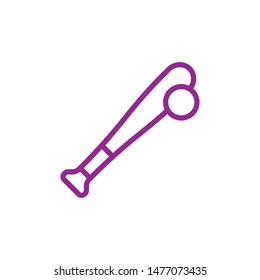 Baseball stick outline vector icon