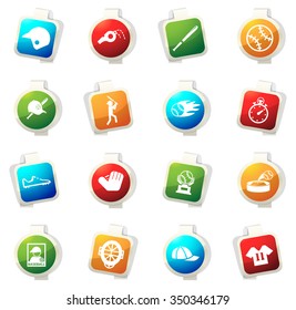 baseball stickers label icon set