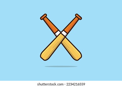 Béisbol Sticks en ilustración vectorial de signo cruzado. Concepto de icono de objeto deportivo. Palos de madera para el icono de apuestas de béisbol. Equipamiento deportivo americano.