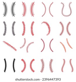 Baseball Stitches icon vector set. Baseball illustration sign collection. Sport symbol or logo.