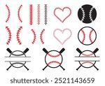 Baseball Stitches and Monograms. Baseball Silhouette, baseball art.  Glossy monogram.