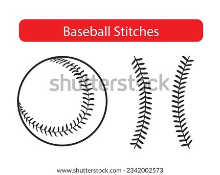 Baseball Stitches  on a white background, Vector illustration.