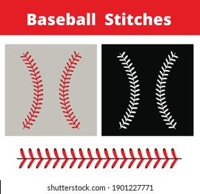 Baseball  Stitches  on a white and black background , vector design