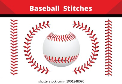 Baseball Stitches en fondo blanco y negro , diseño vectorial.