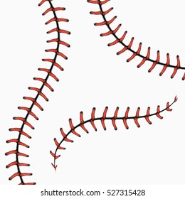 Baseball Stitches, Softball Laces Isolated On White. Vector Set