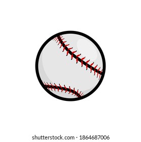 Baseball stitches softball vector icon. Baseball ball icon simple flat sign