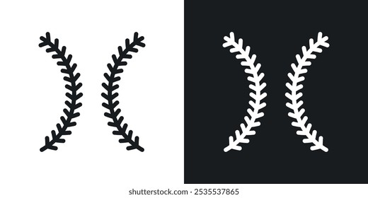 Baseball stitches vector icon set in black and white. EPS 10 illustration