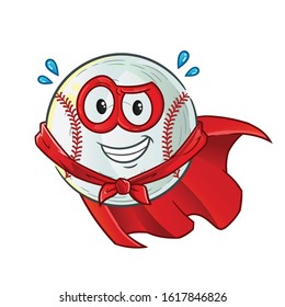 baseball super hero smiling cartoon with mask and robe. cute chibi cartoon mascot vector