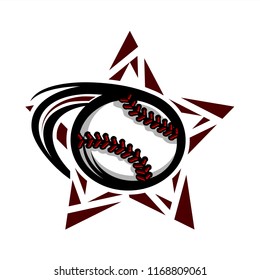 Baseball Swoosh Star Logo