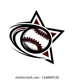 Baseball Swoosh Star Logo