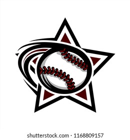 Baseball Swoosh Star Logo