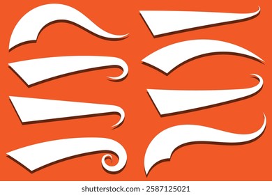 Baseball swoosh tails, isolated black vector curly lines, text underlines. Texting letters tail for lettering or baseball club. Vector illustration. 999