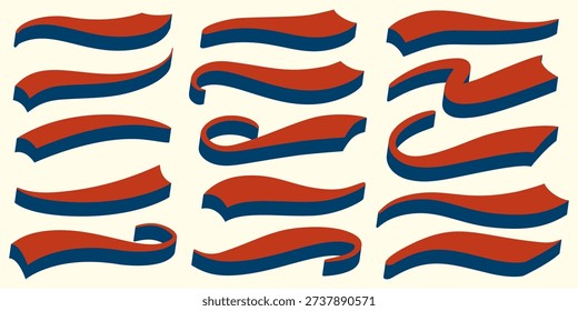 Baseball swoosh tails for text. Vector swashes and underlines. Vintage swish shapes and brush strokes for sport logo design. Swirl wavy accent decoration