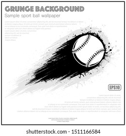 Baseball symbol with black grunge moving path and sample text