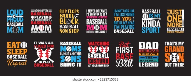 Baseball T shirt Design Bundle, Vector Baseball T shirt  design, Baseball shirt,  Baseball typography T shirt design Collection