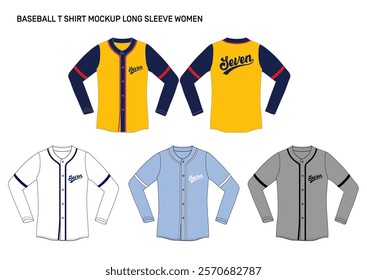 BASEBALL T SHIRT MOCKUP LONG SLEEVE WOMEN With Combo Colour