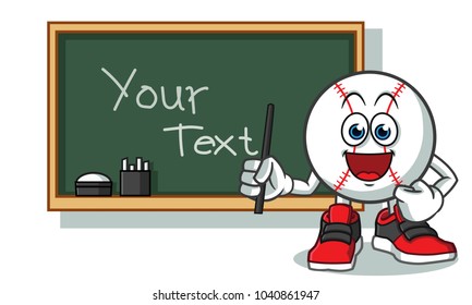 baseball teacher and black board mascot vector cartoon illustration