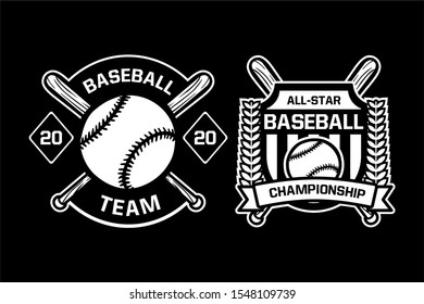 baseball team championship badge logo emblem template collection black and white