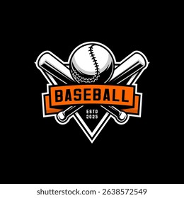 baseball team design, crossed sticks and ball
