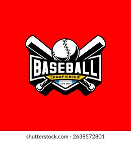 baseball team design, crossed sticks and ball