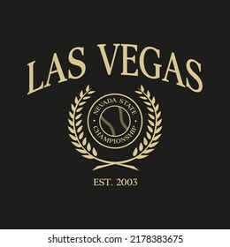 Baseball team state of Las Vegas, Nevada. Typography graphics for sportswear and apparel. Vector print design.