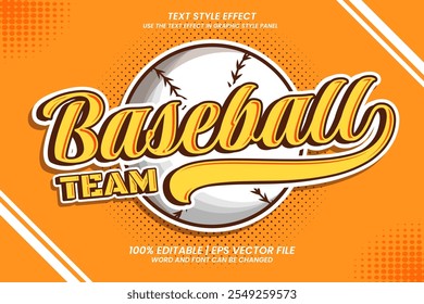 Baseball Equipe Efeito de texto Editável Cartoon Estilo vintage