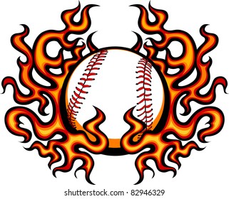 Baseball Template with Flames