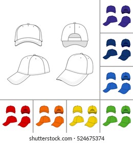 Baseball, tennis cap colored vector illustration featured front, back, side, top, bottom isolated on white 
You can change the color or you can add your logo easily