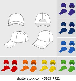 Baseball, tennis cap colored vector illustration featured front, back, side, top, bottom isolated on grey 
You can change the color or you can add your logo easily.