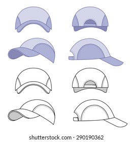 Baseball, tennis cap vector illustration featured front, back, side, top isolated on white. You can change the color or you can add your logo easily.
