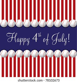 Baseball theme 4th of July card in vector format.