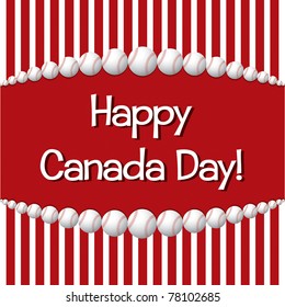 Baseball theme Happy Canada Day card in vector format.